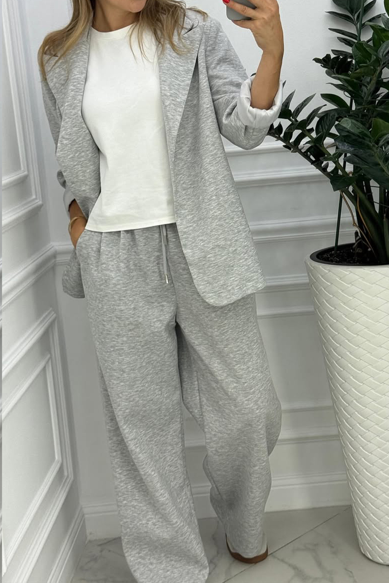 Women Collar Jacket+ Pants Commuting Style Set