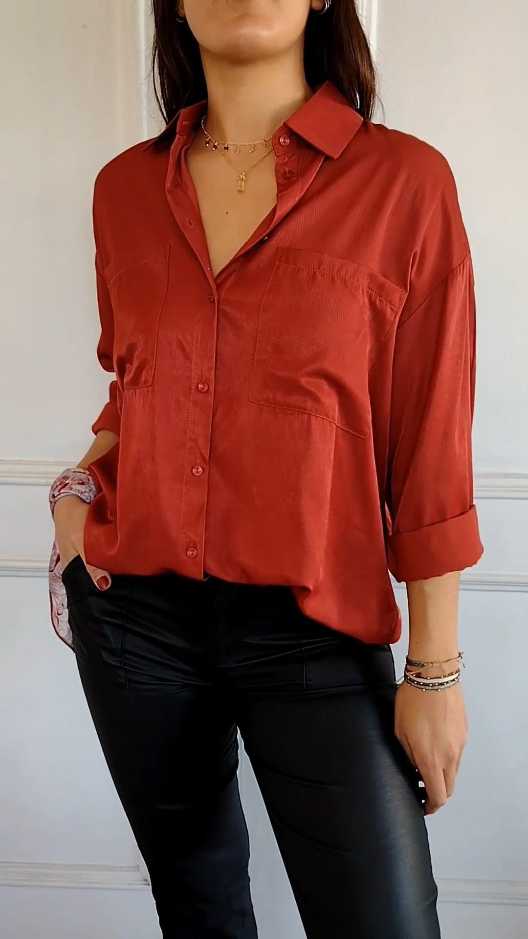 Women's Lapel Long Sleeve Casual Shirt