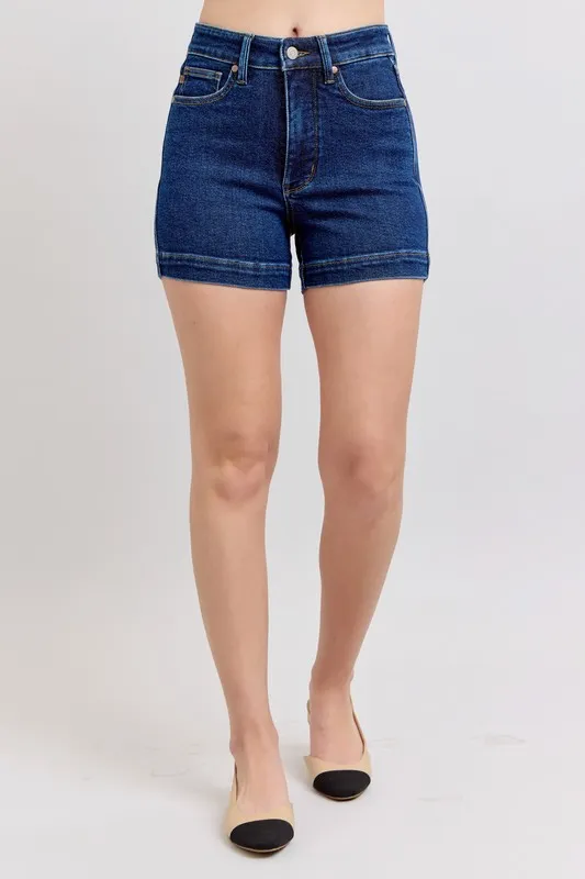 Blue High Waist Tummy Control Denim Shorts